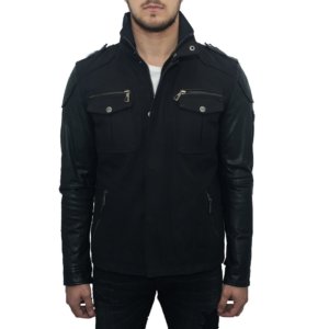 MAYS & ROSE JACKET ΜΑΥΡΟ ΑΝΤΡΙΚΟ ΔΕΡΜΑΤΙΝΑ ΜΑΝΙΚΙΑ G5333