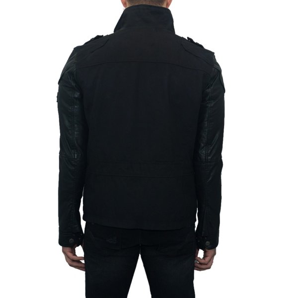 MAYS & ROSE JACKET ΜΑΥΡΟ ΑΝΤΡΙΚΟ ΔΕΡΜΑΤΙΝΑ ΜΑΝΙΚΙΑ G5333
