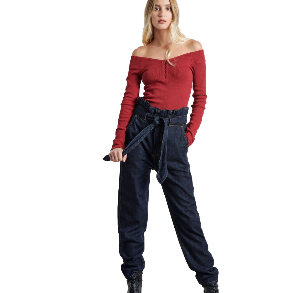 FUNKY BUDDHA JEAN ΓΥΝΑΙΚΕΙΟ BAGGY ΜΕ ΖΩΝΗ FBL00216402 Loft Jeans