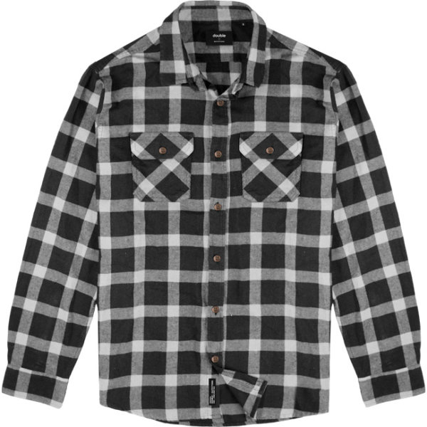 DOUBLE ΠΟΥΚΑΜΙΣΟ ΑΝΤΡΙΚΟ ΚΑΡΩ FLANNEL ΑΣΠΡΟΜΑΥΡΟ GS-528