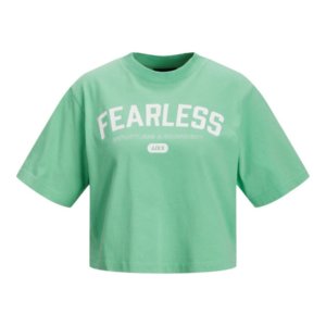 JACK & JONES WOMEN'S T-SHIRT CROPPED GREEN JXBROOK 12200326 FEARLESS