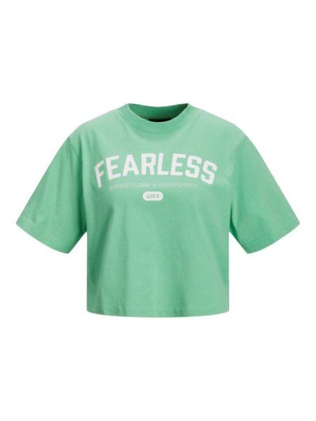 JACK & JONES WOMEN'S T-SHIRT CROPPED GREEN JXBROOK 12200326 FEARLESS