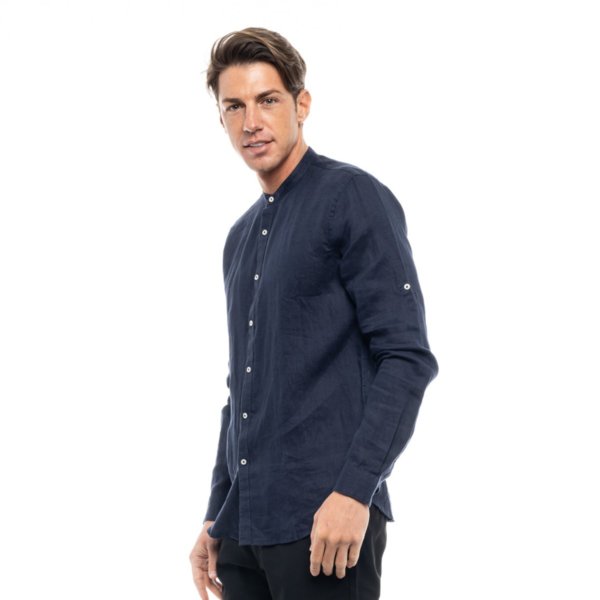 BISTON ΠΟΥΚΑΜΙΣΟ ΑΝΤΡΙΚΟ ΛΙΝΟ ΜΠΛΕ ΜΑΟ 47-203-001 REGULAR FIT