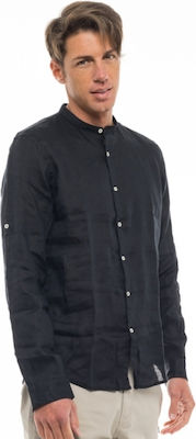 BISTON ΠΟΥΚΑΜΙΣΟ ΑΝΤΡΙΚΟ ΛΙΝΟ ΜΑΥΡΟ MAO 47-203-001 REGULAR FIT