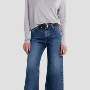 REPLAY T-SHIRT ΓΥΝΑΙΚΕΙΟ ΜΑΚΡΥΜΑΝΙΚΟ ΓΚΡΙ W3696.000.23396P.599 REGULAR FIT