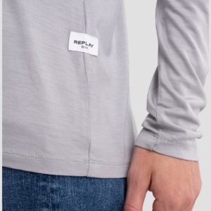 REPLAY T-SHIRT ΓΥΝΑΙΚΕΙΟ ΜΑΚΡΥΜΑΝΙΚΟ ΓΚΡΙ W3696.000.23396P.599 REGULAR FIT