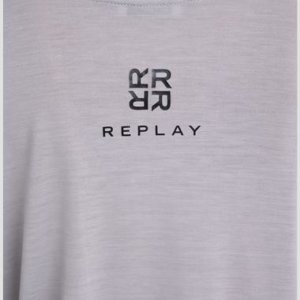 REPLAY T-SHIRT ΓΥΝΑΙΚΕΙΟ ΜΑΚΡΥΜΑΝΙΚΟ ΓΚΡΙ W3696.000.23396P.599 REGULAR FIT