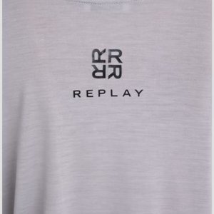 REPLAY T-SHIRT ΓΥΝΑΙΚΕΙΟ ΜΑΚΡΥΜΑΝΙΚΟ ΓΚΡΙ W3696.000.23396P.599