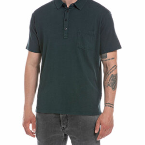REPLAY POLO ΑΝΤΡΙΚΟ ΛΙΝΟ ΠΡΑΣΙΝΟ ΣΚΟΥΡΟ M6456.000.23468G.135 SLIM FIT