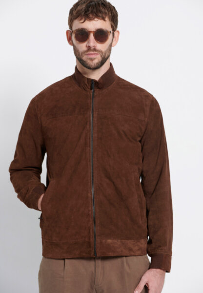 MARRON JACKET ΔΕΡΜΑ-SUEDE ΑΝΤΡΙΚΟ ΚΑΦΕ MRM008-261-01 REGULAR FIT