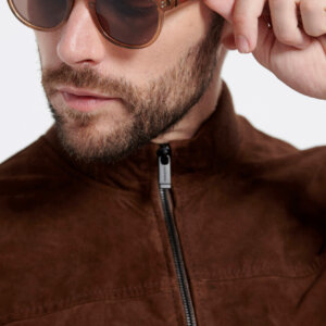 MARRON JACKET ΔΕΡΜΑ-SUEDE ΑΝΤΡΙΚΟ ΚΑΦΕ MRM008-261-01 REGULAR FIT