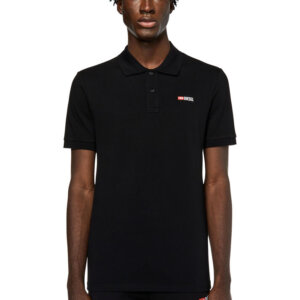 DIESEL POLO ΑΝΔΡΙΚΟ ΒΑΜΒΑΚΕΡΟ ΜΑΥΡΟ T-SMITH-DIV A04087-0JMAD-9XX  SLIM FIT