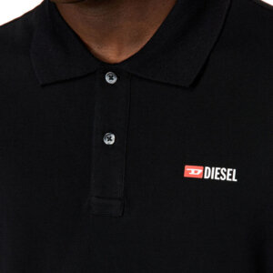 DIESEL POLO ΑΝΔΡΙΚΟ ΒΑΜΒΑΚΕΡΟ ΜΑΥΡΟ T-SMITH-DIV A04087-0JMAD-9XX  SLIM FIT