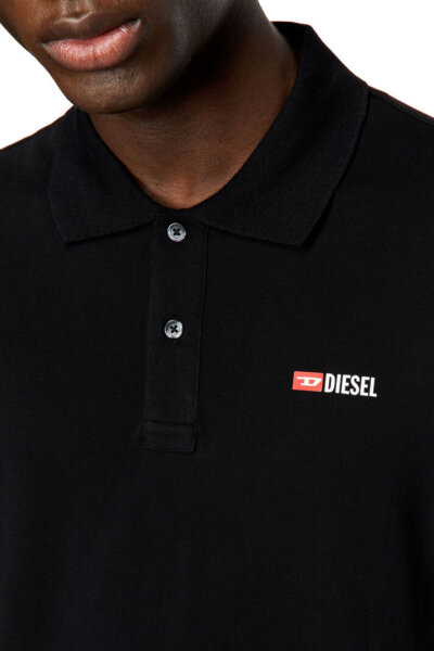 DIESEL POLO ΑΝΔΡΙΚΟ ΒΑΜΒΑΚΕΡΟ ΜΑΥΡΟ T-SMITH-DIV A04087-0JMAD-9XX  SLIM FIT