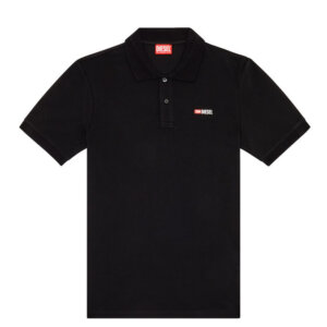 DIESEL POLO ΑΝΔΡΙΚΟ ΒΑΜΒΑΚΕΡΟ ΜΑΥΡΟ T-SMITH-DIV A04087-0JMAD-9XX  SLIM FIT