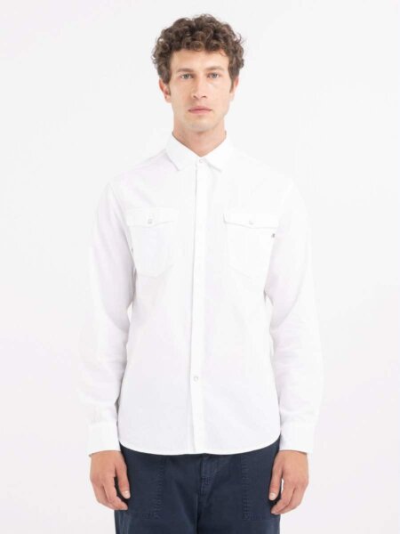 REPLAY ΠΟΥΚΑΜΙΣΟ DENIM ΑΝΔΡΙΚΟ ΒΑΜΒΑΚΕΡΟ ΛΕΥΚΟ M4078.000.8400401.001 REGULAR FIT