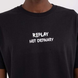 REPLAY T-SHIRT ΑΝΔΡΙΚΟ ΒΑΜΒΑΚΕΡΟ ΜΑΥΡΟ M6803.000.2660.098 RELAXED FIT