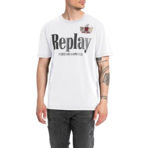 REPLAY T-SHIRT ΑΝΔΡΙΚΟ ΒΑΜΒΑΚΕΡΟ ΛΕΥΚΟ M6820.000.22658LM.563 REGULAR FIT