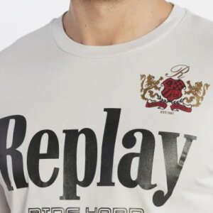 REPLAY T-SHIRT ΑΝΔΡΙΚΟ ΒΑΜΒΑΚΕΡΟ ΛΕΥΚΟ M6820.000.22658LM.563 REGULAR FIT