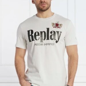 REPLAY T-SHIRT ΑΝΔΡΙΚΟ ΒΑΜΒΑΚΕΡΟ ΛΕΥΚΟ M6820.000.22658LM.563 REGULAR FIT