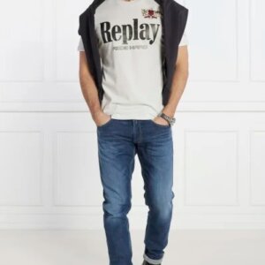 REPLAY T-SHIRT ΑΝΔΡΙΚΟ ΒΑΜΒΑΚΕΡΟ ΛΕΥΚΟ M6820.000.22658LM.563 REGULAR FIT