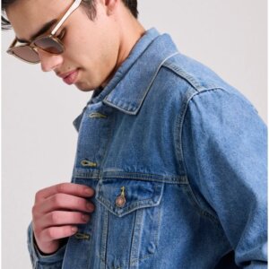 FUNKY BUDDHA DENIM JACKET ΑΝΔΡΙΚΟ ΒΑΜΒΑΚΕΡΟ ΜΠΛΕ FBM009-072-01 REGULAR FIT