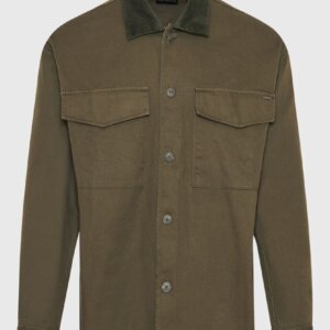 FUNKY BUDDHA ΠΟΥΚΑΜΙΣΟ OVERSHIRT ΑΝΔΡΙΚΟ ΒΑΜΒΑΚΕΡΟ ΧΑΚΙ FBM010-075-05 REGULAR FIT