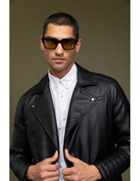 BISTON JACKET-BIKER ΑΝΤΡΙΚΟ ΤΕΧΝΟΔΕΡΜΑ ΜΑΥΡΟ 52-201-044 REGULAR FIT