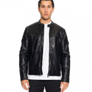 BISTON JACKET ΤΕΧΝΟΔΕΡΜΑ ΑΝΔΡΙΚΟ ΜΑΥΡΟ 52-201-105 REGULAR FIT