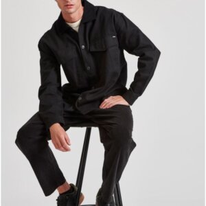 FUNKY BUDDHA ΠΟΥΚΑΜΙΣΟ OVERSHIRT ΑΝΔΡΙΚΟ ΒΑΜΒΑΚΕΡΟ ΜΑΥΡΟ FBM010-075-05 REGULAR FIT