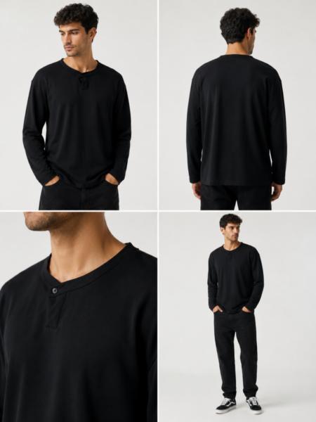 TRESOR ΜΠΛΟΥΖΑ ΜΑΚΡΥΜΑΝΙΚΗ ΑΝΔΡΙΚΗ ΜΑΥΡΗ 206069-DORO REGULAR FIT