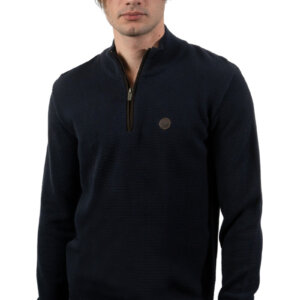 SIDE EFFECT ΠΛΕΚΤΟ ΑΝΤΡΙΚΟ HALF ZIP ΜΑΥΡΟ LPZ-4222 REGULAR FIT