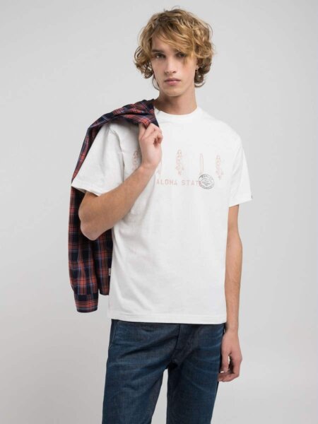 REPLAY T-SHIRT ΑΝΔΡΙΚΟ ΒΑΜΒΑΚΕΡΟ ΛΕΥΚΟ M3067.000.2660.011 REGULAR FIT