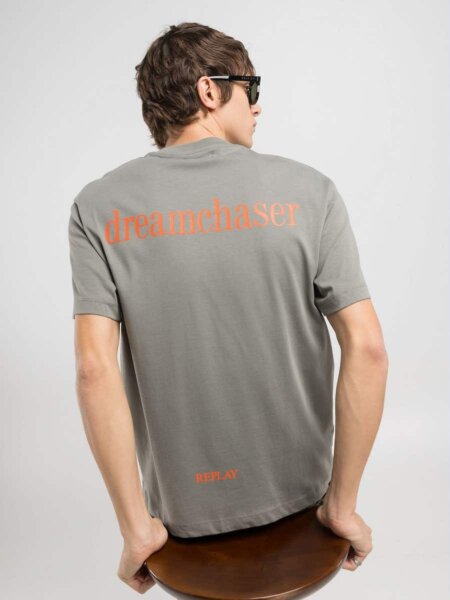 REPLAY T-SHIRT ΑΝΔΡΙΚΟ ΤΥΠΩΜΑ ΠΛΑΤΗ ΓΚΡΙ M3020.000.22662.705 REGULAR FIT