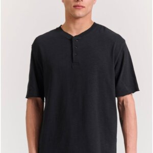 FUNKY BUDDHA T-SHIRT ΑΝΤΡΙΚΟ ΜΕ ΚΟΥΜΠΑΚΙΑ ΜΑΥΡΟ ΦΛΑΜΑ FBM011-346-04 RELAXED FIT