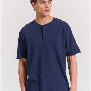 FUNKY BUDDHA T-SHIRT ΑΝΤΡΙΚΟ ΜΕ ΚΟΥΜΠΑΚΙΑ ΜΠΛΕ ΦΛΑΜΑ FBM011-346-04 RELAXED FIT