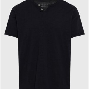 FUNKY BUDDHA T-SHIRT ΑΝΤΡΙΚΟ ΜΑΥΡΟ ΜΕ ΛΑΙΜΟ HENLEY FBM011-004-04 REGULAR FIT