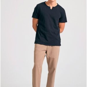 FUNKY BUDDHA T-SHIRT ΑΝΤΡΙΚΟ ΜΑΥΡΟ ΜΕ ΛΑΙΜΟ HENLEY FBM011-004-04 REGULAR FIT