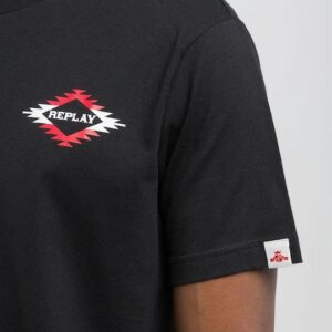 REPLAY T-SHIRT ΑΝΔΡΙΚΟ ΜΑΥΡΟ ΒΑΜΒΑΚΕΡΟ M3062.000.2660.098 REGULAR FIT