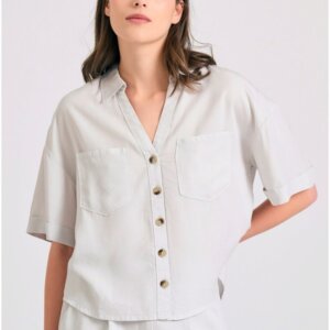 FUNKY BUDDHA ΠΟΥΚΑΜΙΣΟ ΓΥΝΑΙΚΕΙΟ ΓΚΡΙ-MIST FBL011-104-05 LOOSE FIT
