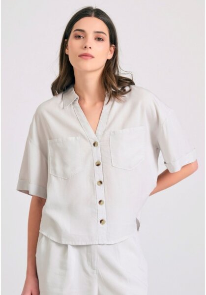 FUNKY BUDDHA ΠΟΥΚΑΜΙΣΟ ΓΥΝΑΙΚΕΙΟ ΓΚΡΙ-MIST FBL011-104-05 LOOSE FIT