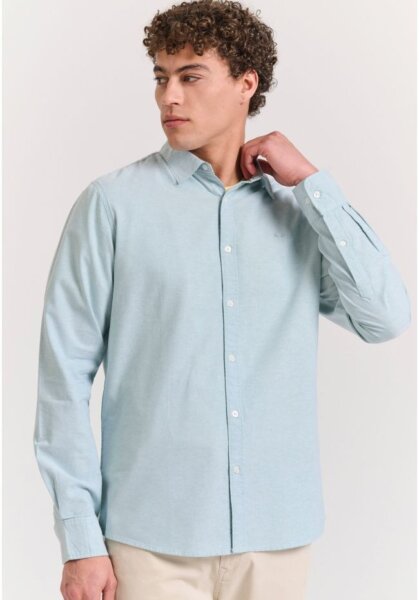 FUNKY BUDDHA ΠΟΥΚΑΜΙΣΟ OXFORD ΑΝΔΡΙΚΟ LT GREEN MEL FBM011-009-05 REGULAR FIT