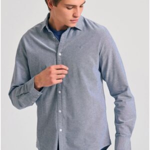 FUNKY BUDDHA ΠΟΥΚΑΜΙΣΟ OXFORD ΑΝΔΡΙΚΟ NAVY MEL FBM011-009-05 REGULAR FIT