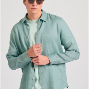 FUNKY BUDDHA ΠΟΥΚΑΜΙΣΟ ΛΙΝΟ ΑΝΔΡΙΚΟ SAGE GREEN FBM011-001-05 REGULAR FIT
