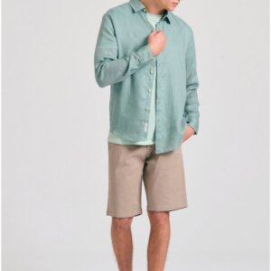 FUNKY BUDDHA ΠΟΥΚΑΜΙΣΟ ΛΙΝΟ ΑΝΔΡΙΚΟ SAGE GREEN FBM011-001-05 REGULAR FIT