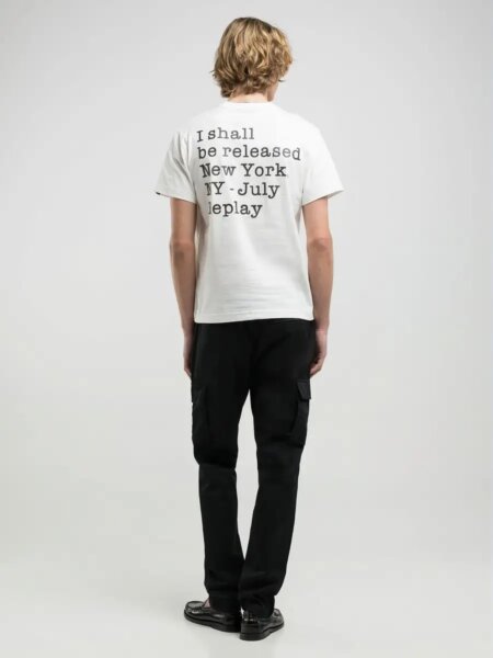 REPLAY T-SHIRT ΑΝΔΡΙΚΟ ΤΥΠΩΜΑ ΠΛΑΤΗ ΛΕΥΚΟ M3022.000.2660.011 REGULAR FIT