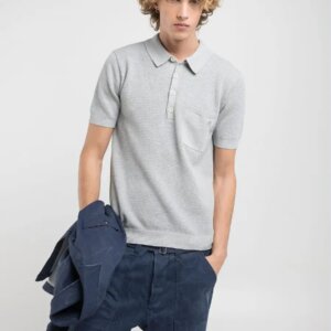 REPLAY ΜΠΛΟΥΖΑΚΙ POLO RIB-KNIT ΑΝΔΡΙΚΟ ΓΚΡΙ UK4708.000G23774.M03