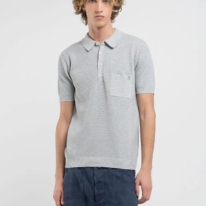 REPLAY ΜΠΛΟΥΖΑΚΙ POLO RIB-KNIT ΑΝΔΡΙΚΟ ΓΚΡΙ UK4708.000G23774.M03