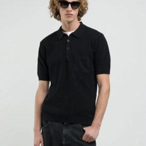 REPLAY ΜΠΛΟΥΖΑΚΙ POLO RIB-KNIT ΑΝΔΡΙΚΟ ΜΑΥΡΟ UK4708.000G23774.098