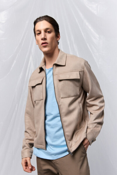 BISTON JACKET ΑΝΔΡΙΚΟ SUEDE ΜΠΕΖ 53-201-010 REGULAR FIT